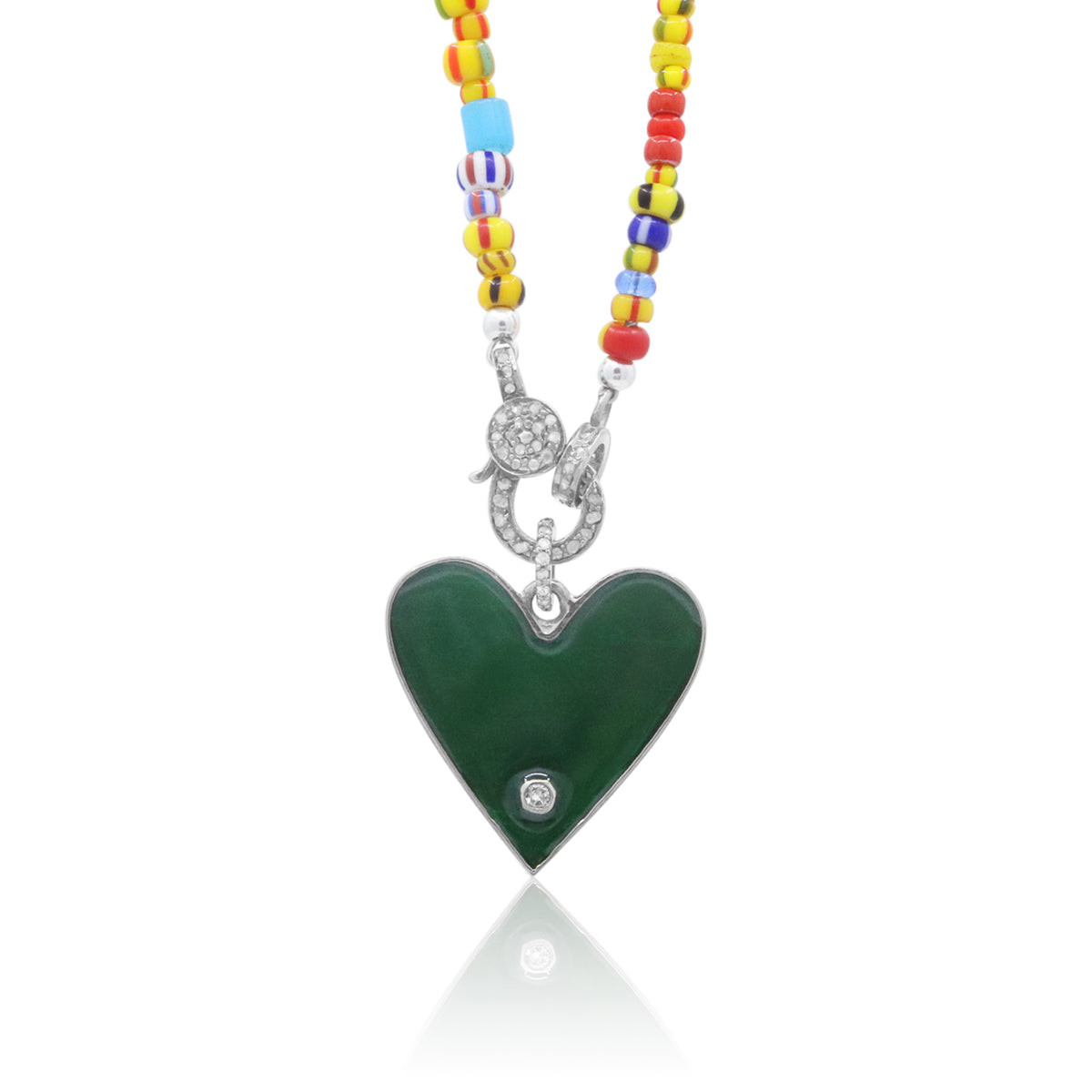 Green Enamel Heart Pendant