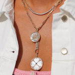 Clover Pendant Large - Pink Opal