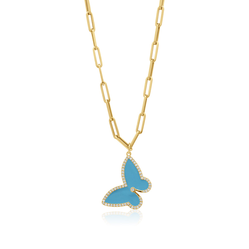 Stone Turquoise Butterfly Pendant