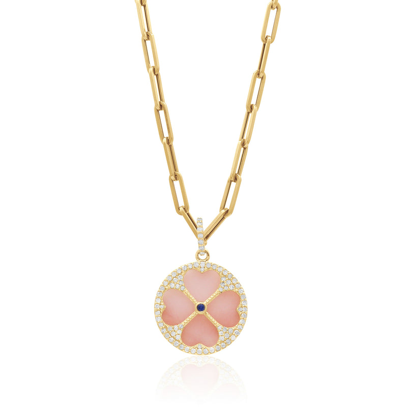 Clover Pendant Small - Pink Opal