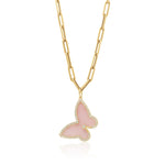 Stone Rose Quartz Butterfly Pendant