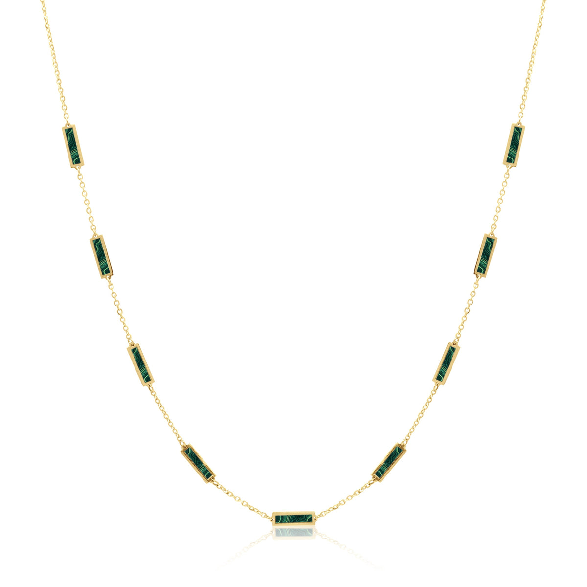 Stone Block Necklace - Malachite