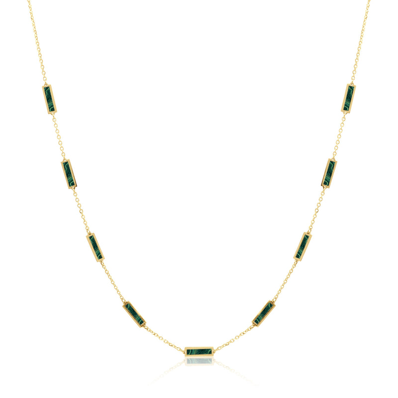 Stone Block Necklace - Malachite