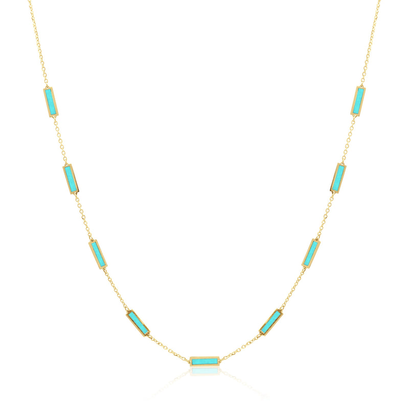 Stone Block Necklace - Malachite